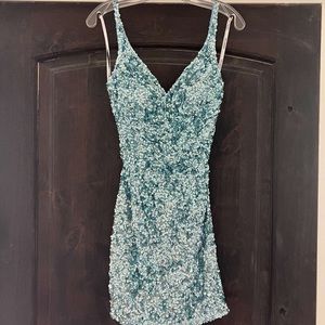 Sherri Hill, size double zero, blue dress.